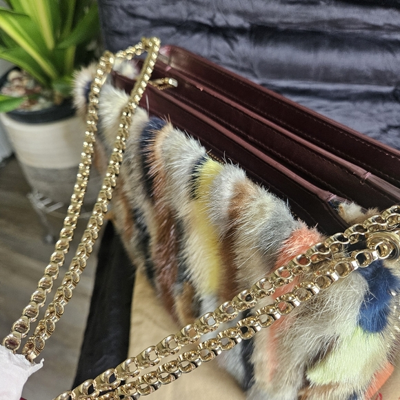 Christian louboutin fur multicolor side studs shoulder bag with gold hardware - Picture 9 of 17